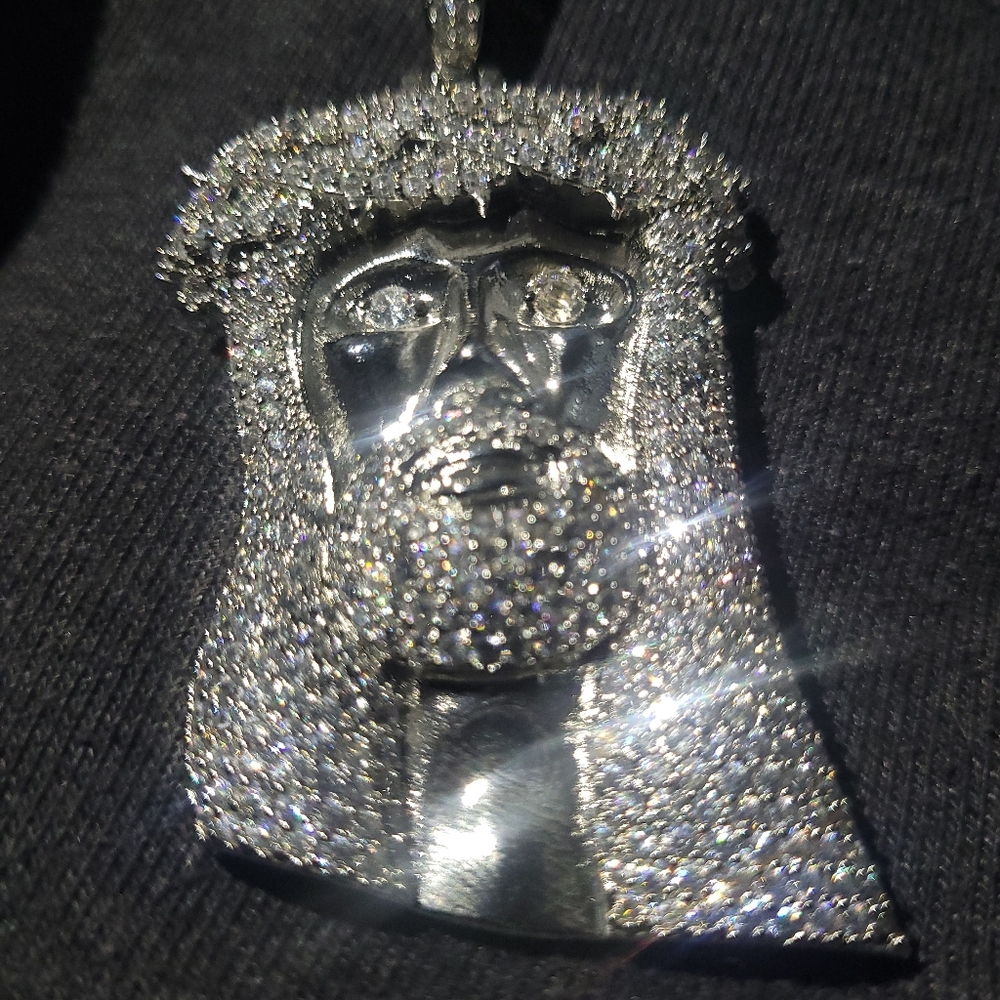 4" Large Custom Solid Sterling Silver Jesus Penda… - image 3